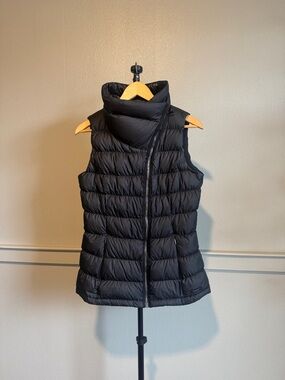 Athleta Black Aire Cowl Neck Puffer Vest